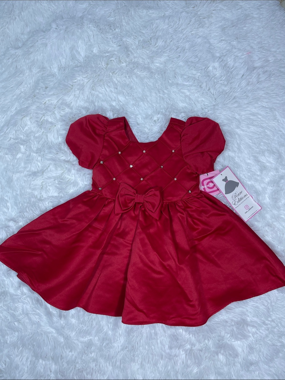 Rare Editions Toddler Girl Red Satin Dress Size 2T NWT